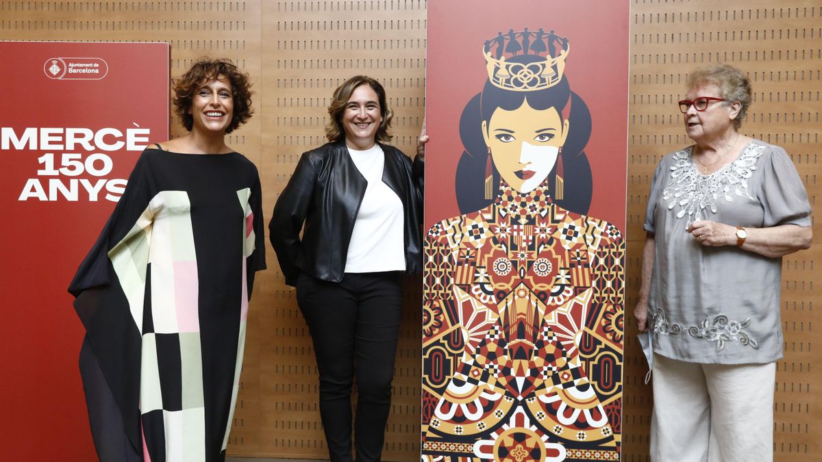 Presentación del cartel de las fiestas de la Mercè con su autora, Malika Favre, y la pregonera, Custodia Moreno Presentación del cartel de las fiestas de la Mercè con su autora, Malika Favre, y la pregonera, Custodia Moreno