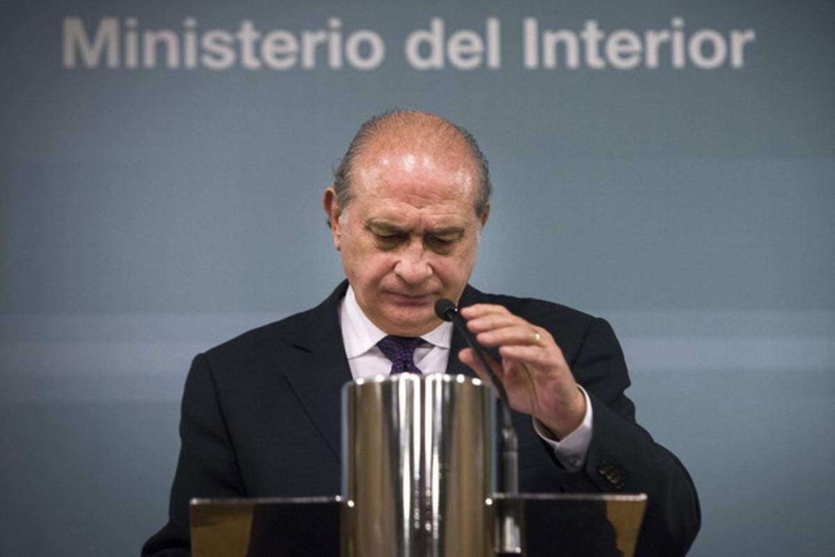El ministro del Interior, Jorge Fernández Díaz, durante la rueda de prensa que ha ofrecido este miércoles.