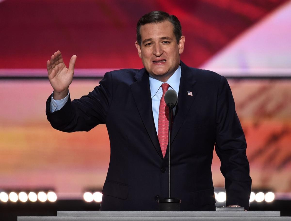 Ted Cruz, durante su polémica intervención en la convención republicana, el miércoles en Cleveland.