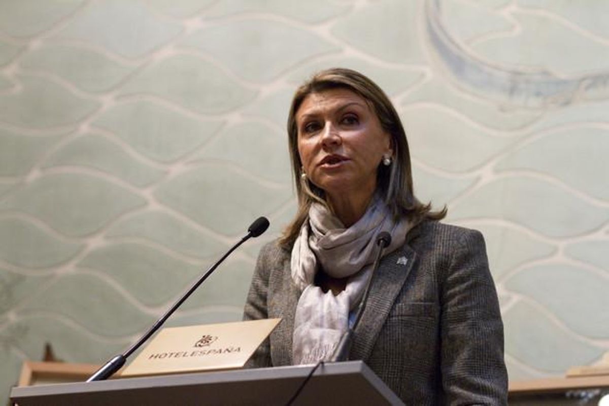 La delegada del Gobierno, María Llanos de Luna, en un acto en Barcelona. La delegada del Gobierno, María Llanos de Luna, en un acto en Barcelona.