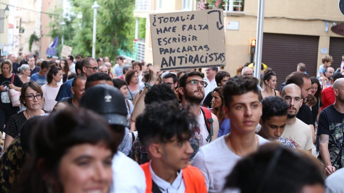 Manifestación en El Masnou contra el racismo y el fascismo después del ataque a un centro de menores no acompañados, en una foto de archivo.
