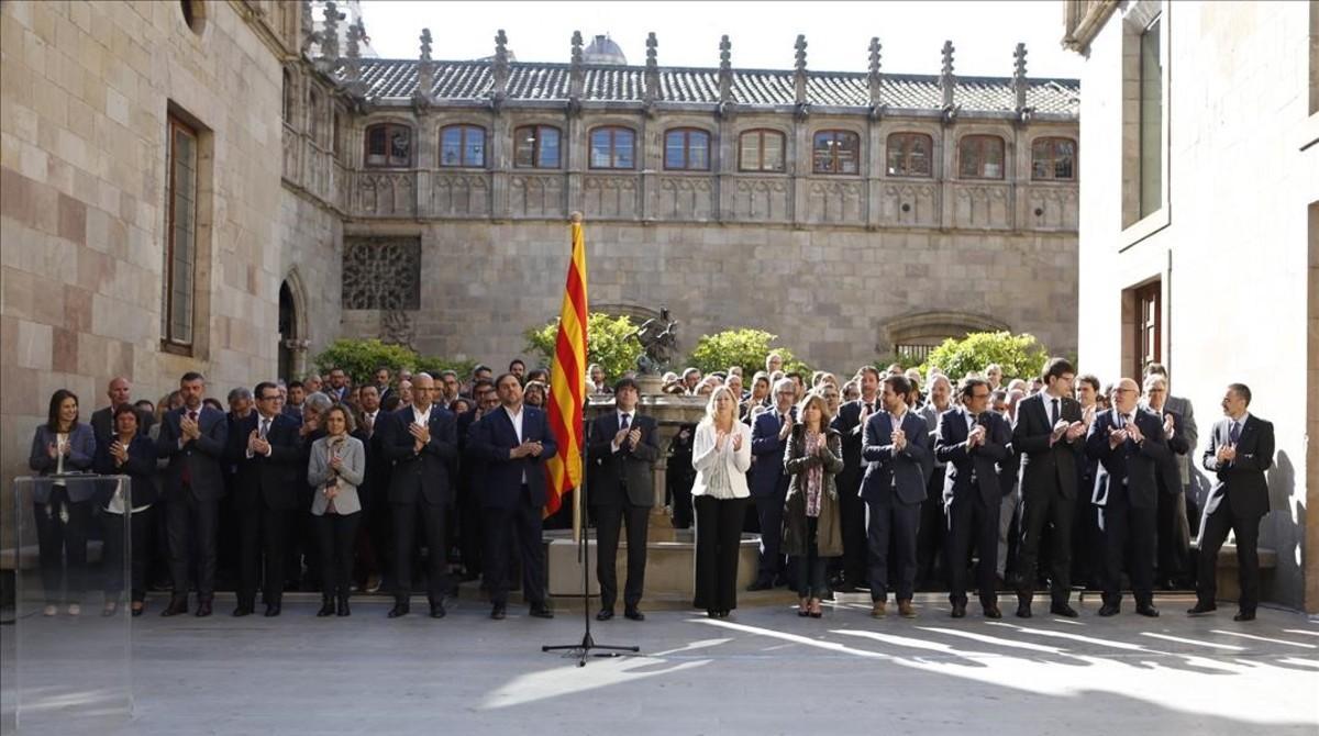 Acto solemne del Govern en apoyo al referéndum en el Palau de la Generalitat.
