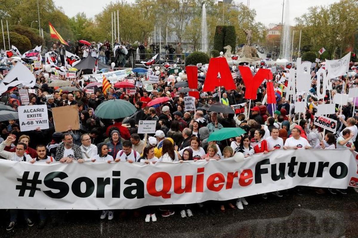 Manifestación de la España vaciada en Madrid, el 31 de marzo de 2019, que contó con la participación de 90 colectivos de 23 provincias, entre ellas Soria.