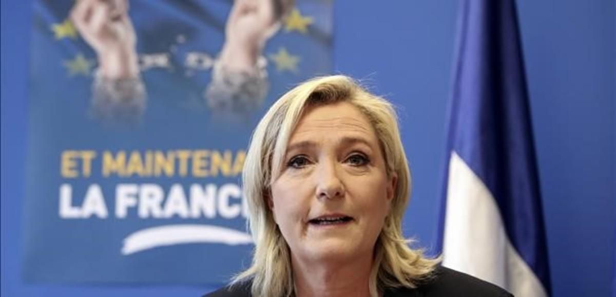 Marine Le Pen, en una conferencia de prensa en Nanterre. Marine Le Pen, en una conferencia de prensa en Nanterre.