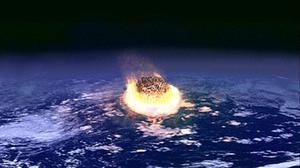 Imagen o recreación del impacto de un asteroide en la tierra.
