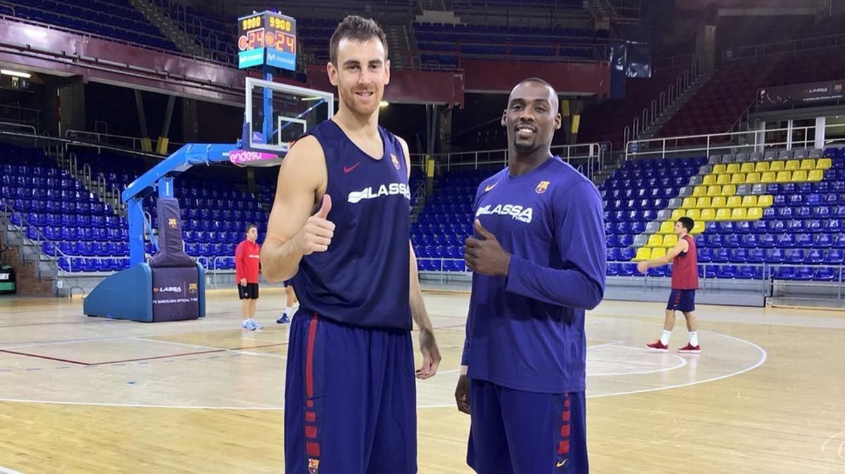 Claver y Sanders posan tras reincorporarse esta semana a los entrenamientos Claver y Sanders posan tras reincorporarse esta semana a los entrenamientos