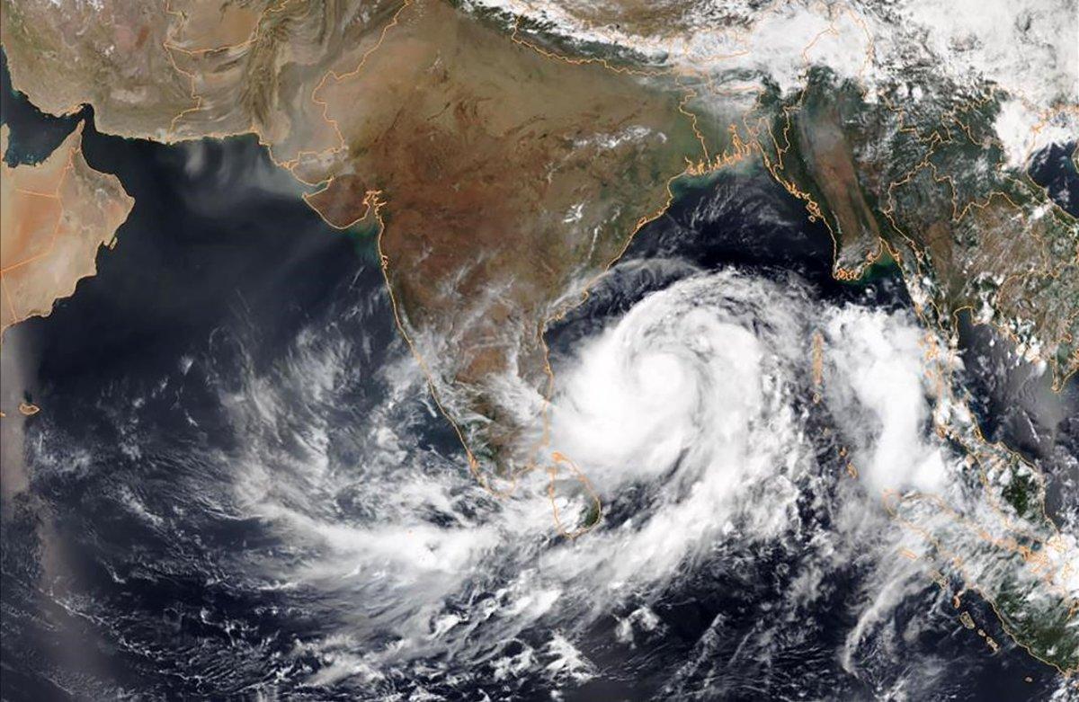Imagen satélite del ciclón ’Fani’ en la Bahía de Bengala.
