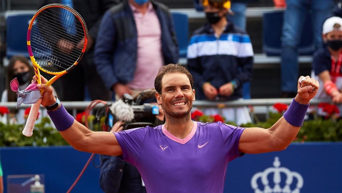 Nadal celebra su pase a la final en Barcelona. Nadal celebra su pase a la final en Barcelona.