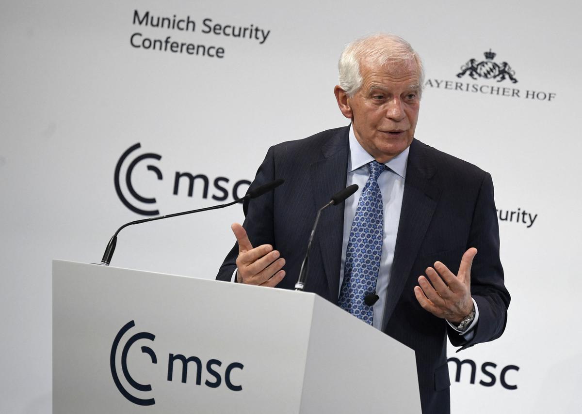 El alto comisionado de la UE para Asuntos Exteriores, Josep Borrell, durante su intervención este domingo en la Conferencia de Seguridad de Múnich (MSC).