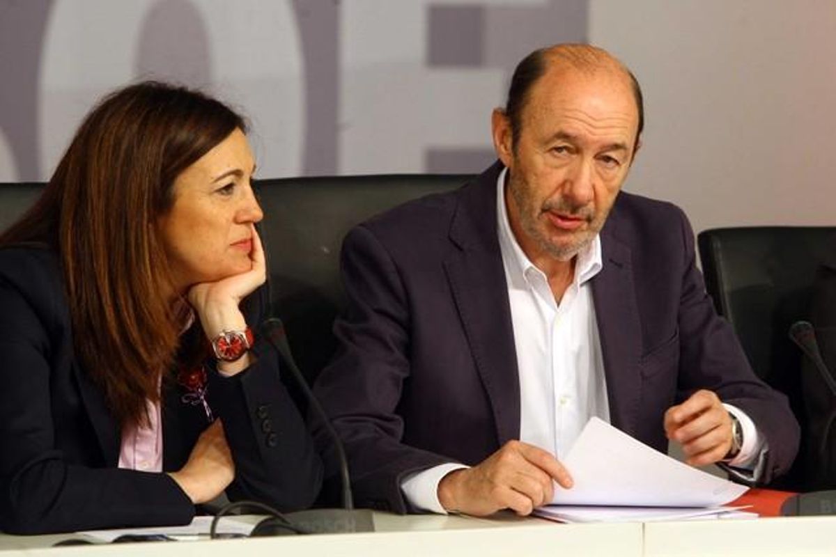 Alfredo Pérez Rubalcaba y Soraya Rodriguez. Alfredo Pérez Rubalcaba y Soraya Rodriguez.