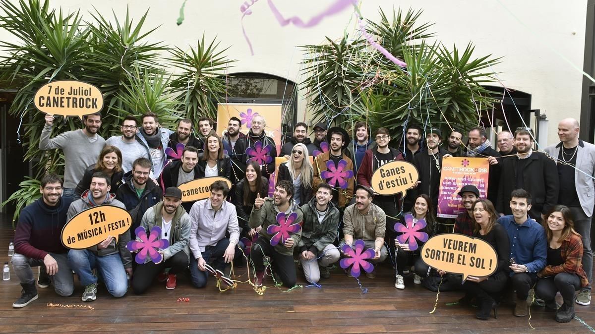 Presentacion de Canet Rock 2018 con las bandas participantes y los miembros de la organizacion en la Antiga Fabrica Damm Presentacion de Canet Rock 2018 con las bandas participantes y los miembros de la organizacion en la Antiga Fabrica Damm
