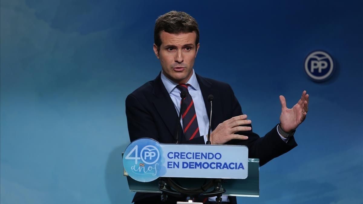Rueda de prensa del vicesecretario de comunicación del PP, Pablo Casado. Rueda de prensa del vicesecretario de comunicación del PP, Pablo Casado.
