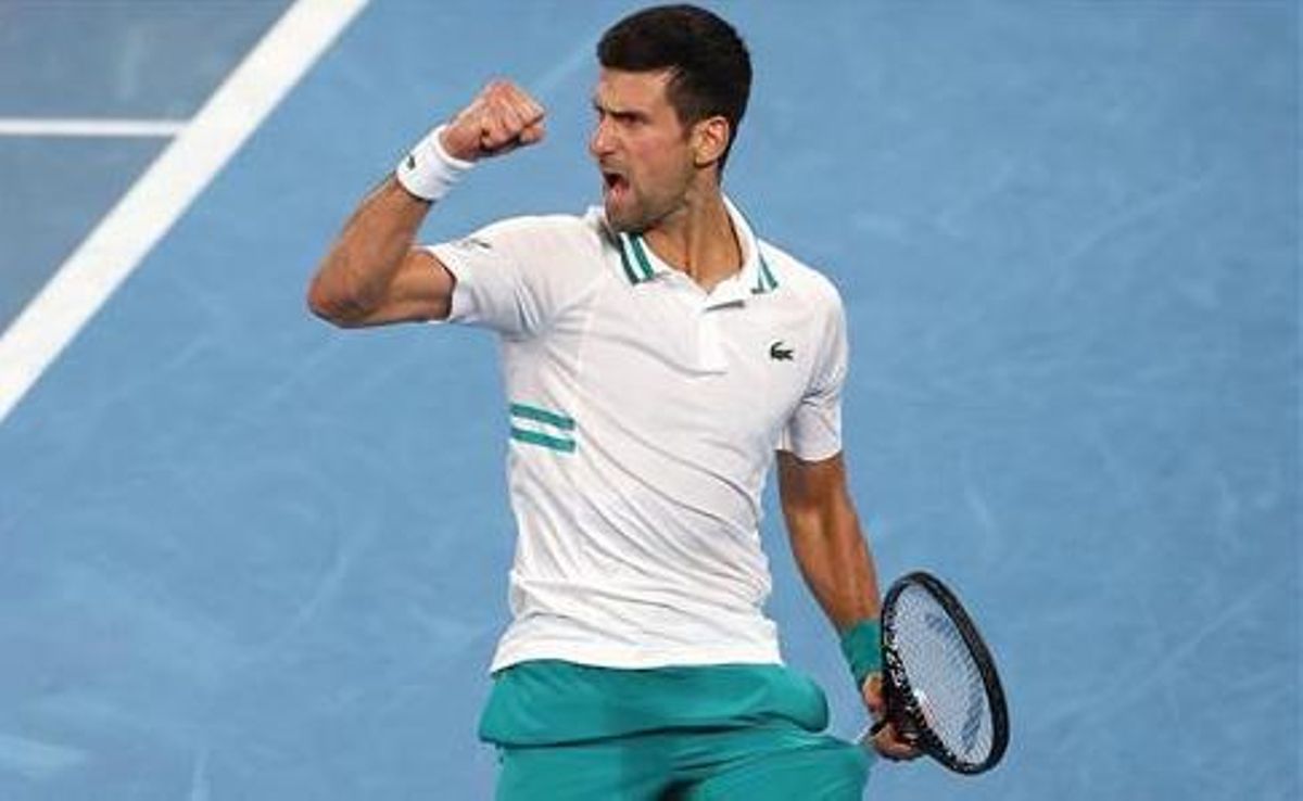 Djokovic celebra su victoria. Djokovic celebra su victoria.