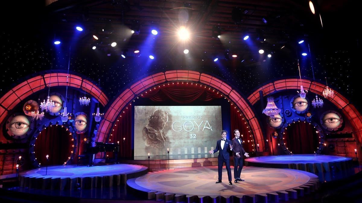 Premios Goya 2018. Los presentadores Ernesto Sevilla y Joaquín Reyes.