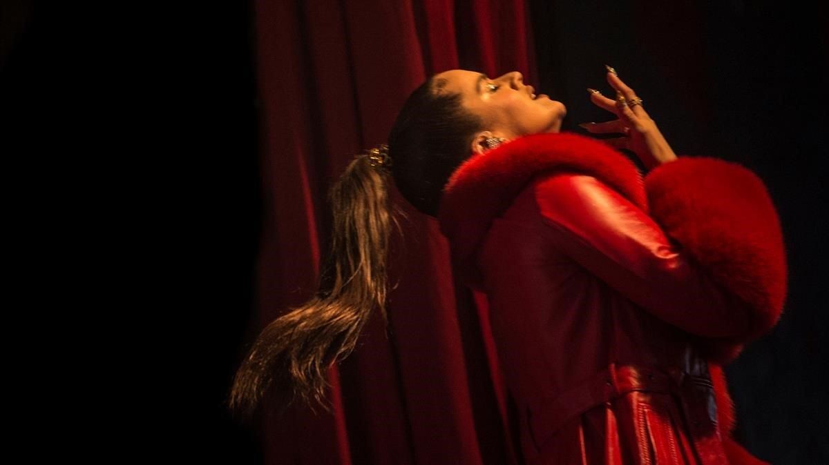 Rosalía, durante un concierto en Dinamarca, este miércoles. Rosalía, durante un concierto en Dinamarca, este miércoles.