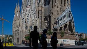 Inusual aspecto desértico de la Sagrada Família, la semana pasada.