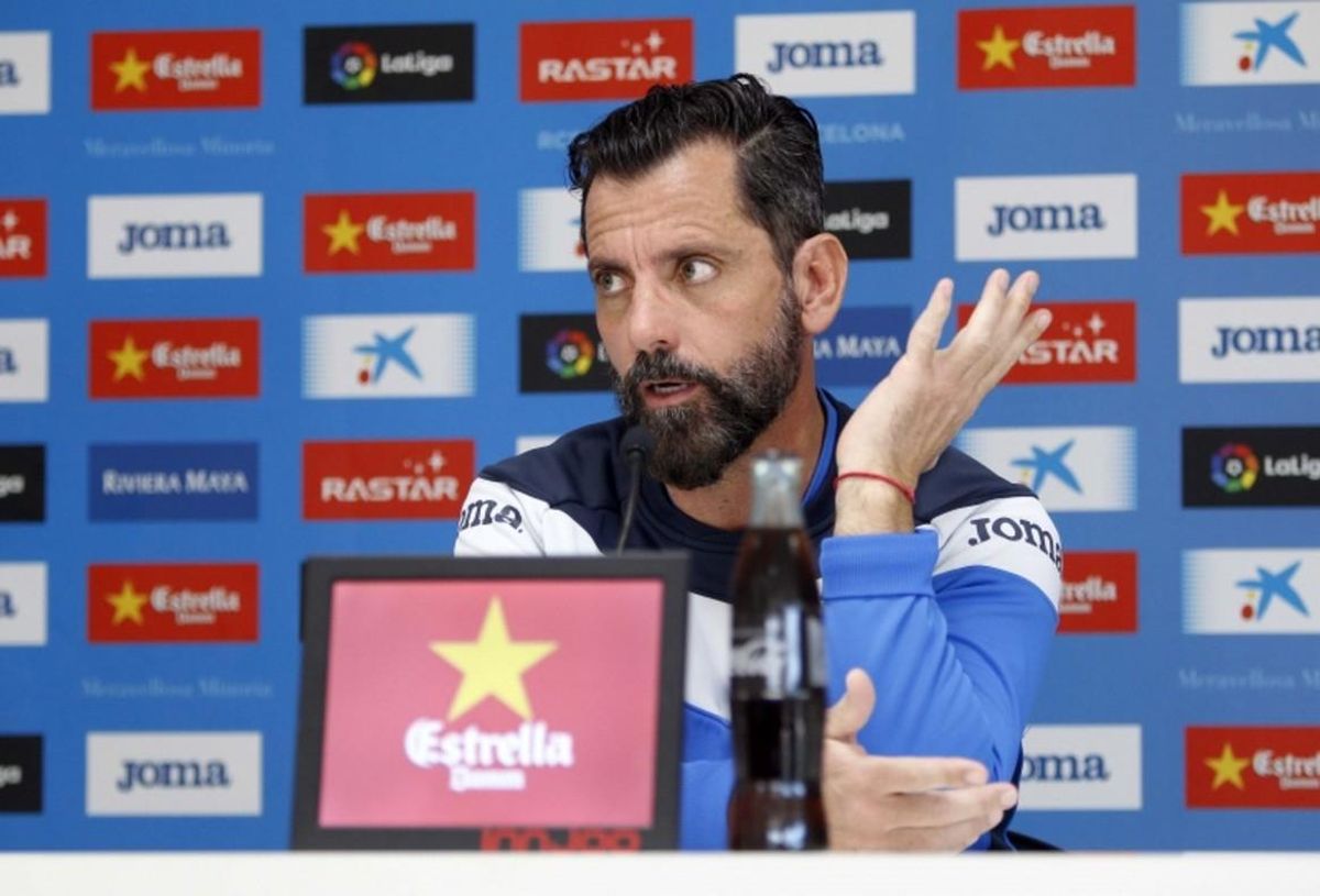 Quique Sánchez Flores, en una rueda de prensa del Espanyol. Quique Sánchez Flores, en una rueda de prensa del Espanyol.