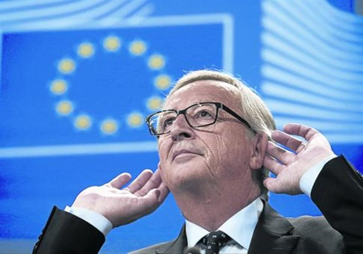 El presidente de la Comisión Europea, Jean-Claude Juncker, en una rueda de prensa, ayer.