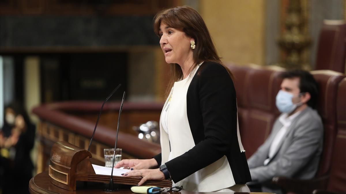 La portavoz parlamentaria de JxCat, Laura Borràs, en el Congreso de los Diputados este martes. La portavoz parlamentaria de JxCat, Laura Borràs, en el Congreso de los Diputados este martes.