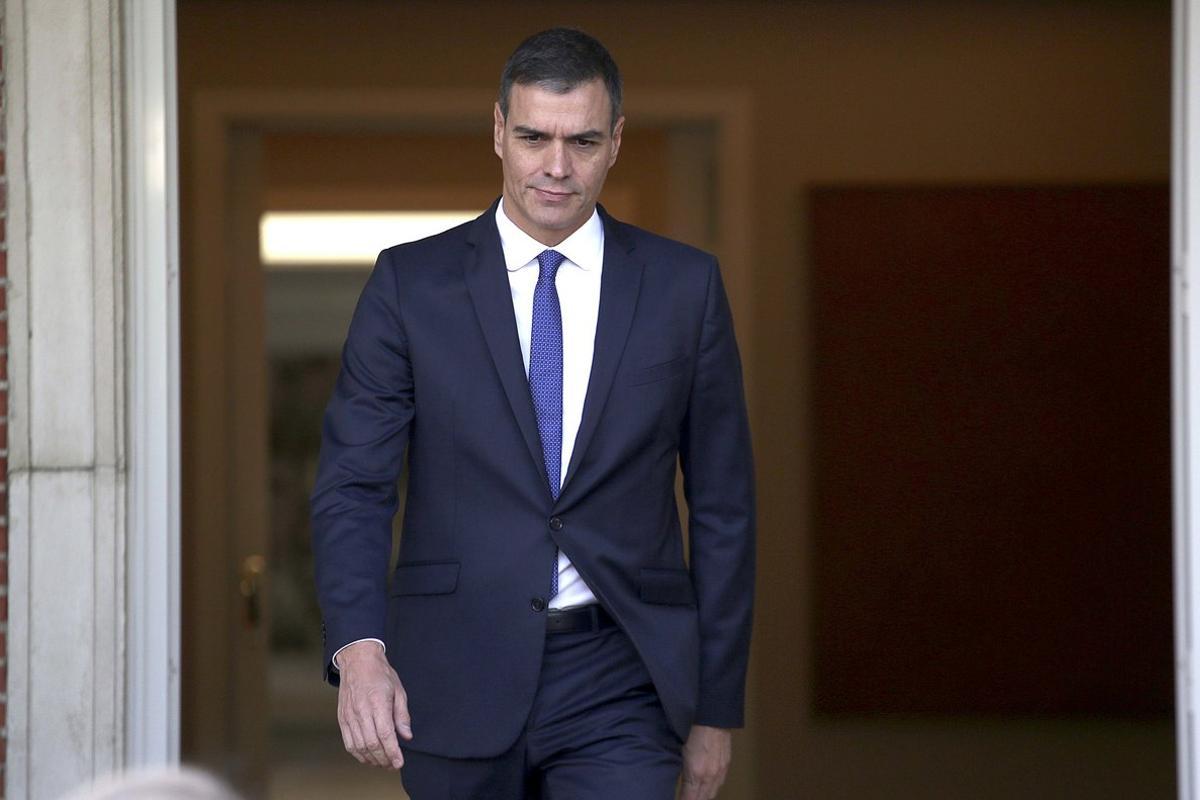 El presidente del Gobierno en funciones, Pedro Sánchez, en el palacio de la Moncloa. El presidente del Gobierno en funciones, Pedro Sánchez, en el palacio de la Moncloa.