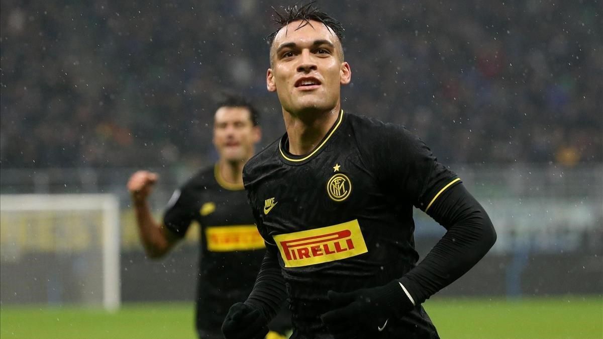 Lautaro Martínez, tras marcar un gol con el Inter en la Serie A. Lautaro Martínez, tras marcar un gol con el Inter en la Serie A.