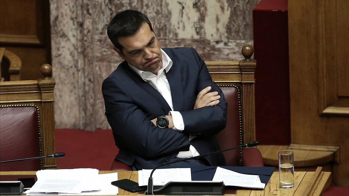 El primer ministro griego, Alexis Tsipras, en el Parlamento en Atenas.