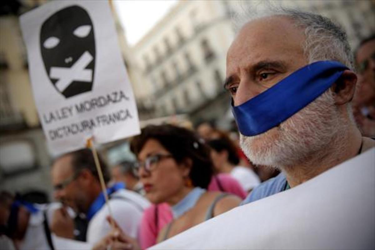 Manifestación en Madrid contra la ’ley mordaza’, en el 2015.