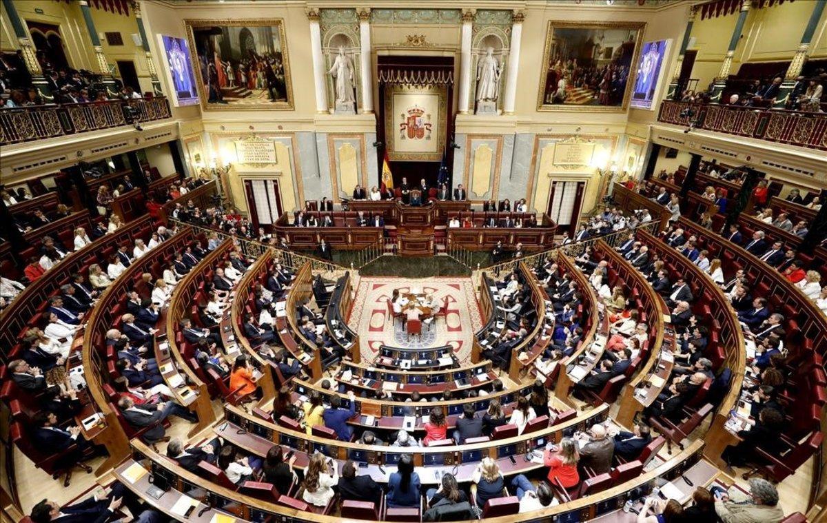 Vista general del hemiciclo del Congreso, durante la sesión constitutiva de la Cámara, el 21 de mayo de 2019.