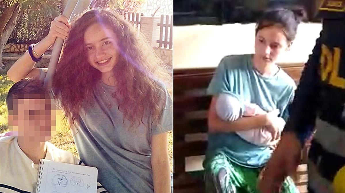 A la izquierda Patricia Aguilar, justo antes de marcharse a Perú. A la derecha, la joven sostiene su bebé tras ser rescatada. A la izquierda Patricia Aguilar, justo antes de marcharse a Perú. A la derecha, la joven sostiene su bebé tras ser rescatada.