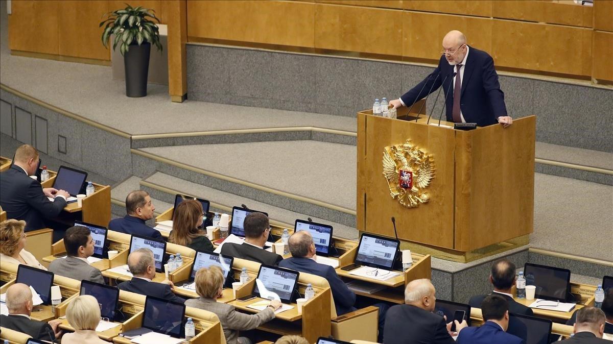 Sesión plenaria de la Duma donde se han propuesto las enmiendas constitucionales, en Moscú.