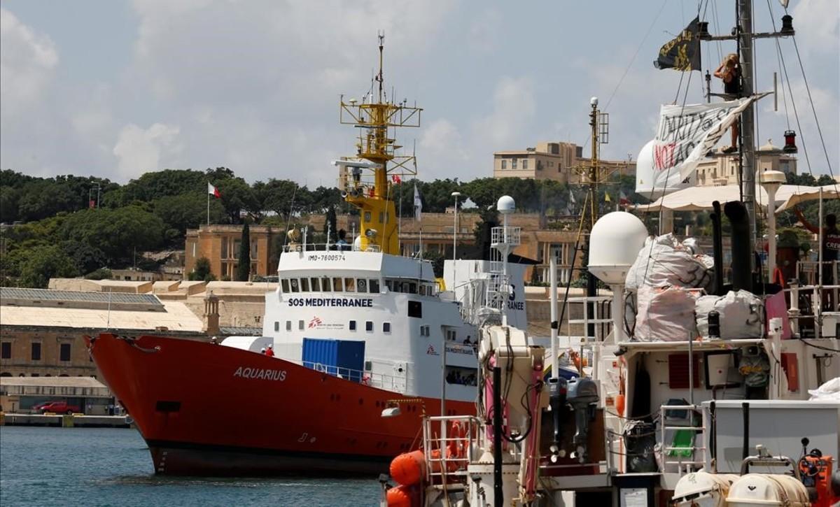 L''Aquarius' arriba al port de La Valletta