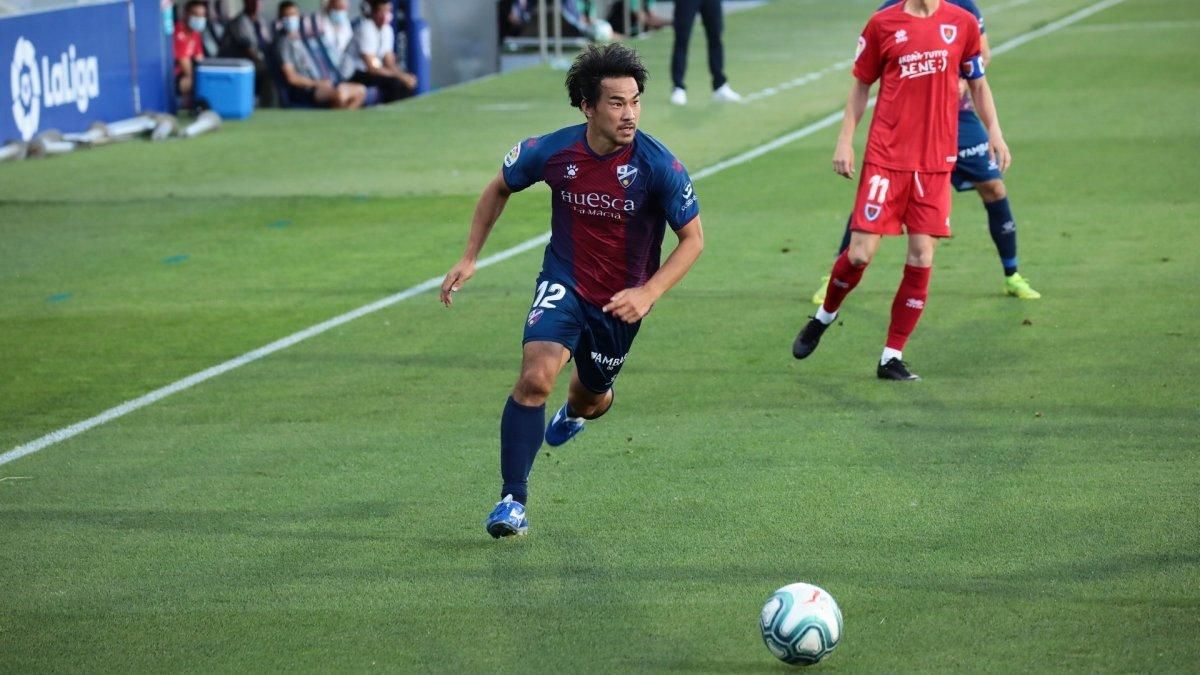 Okazaki, durante el partido contra el Numancia. Okazaki, durante el partido contra el Numancia.
