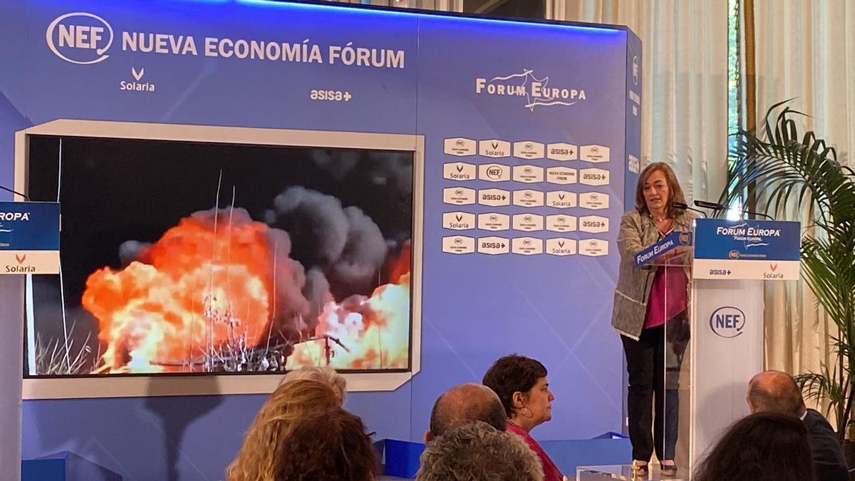 La presidenta de la Airef, Cristina Herrero, durante su intervención en el Fodo Economía Fórum.