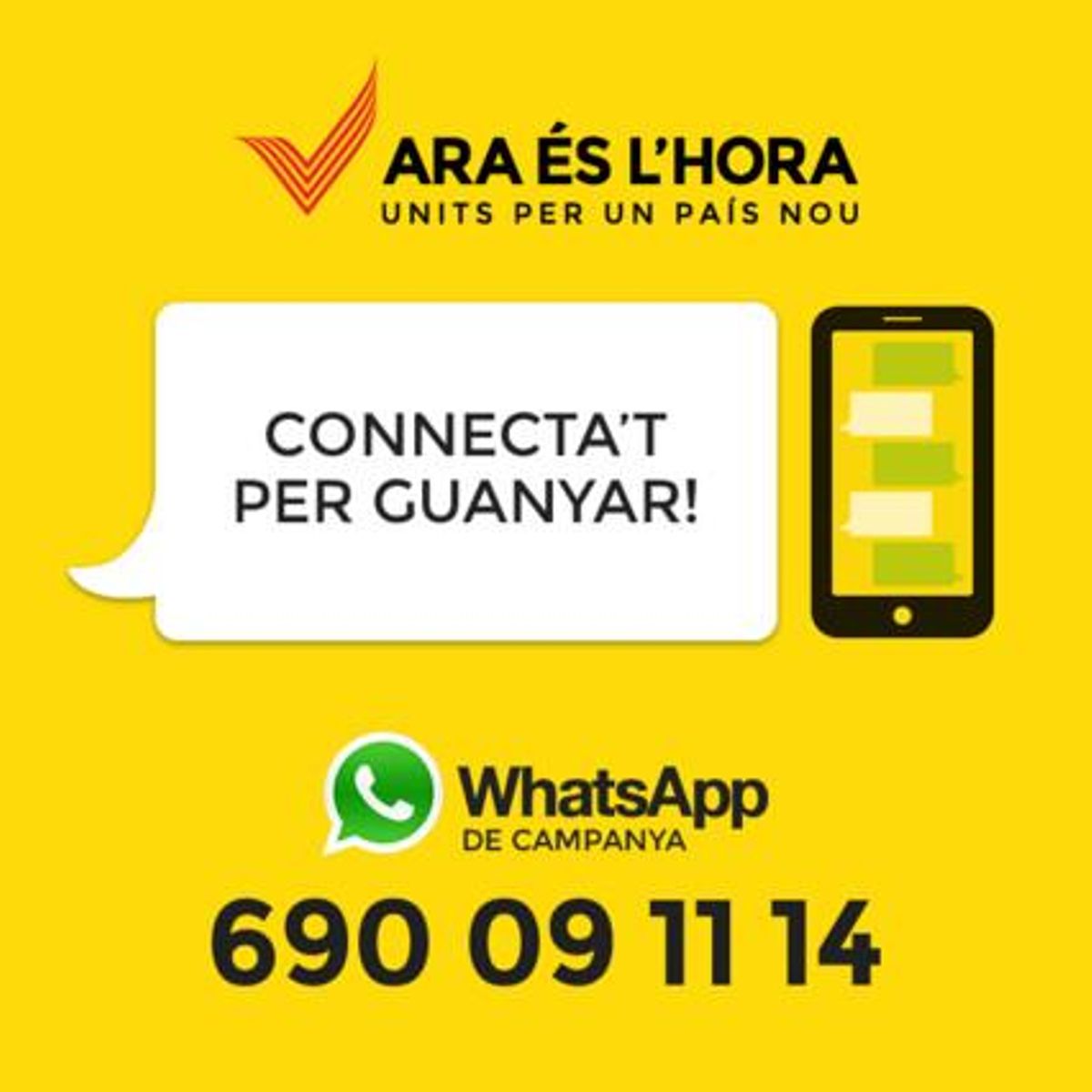 Imagen de promoción de la nueva herramienta de Whatsapp, ’Connectats per guanya’ Imagen de promoción de la nueva herramienta de Whatsapp, ’Connectats per guanya’