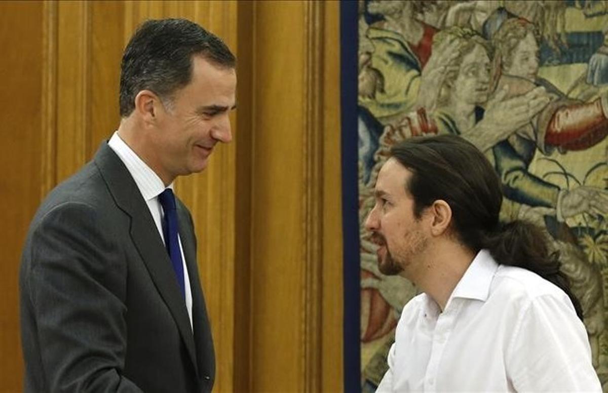  El Rey recibe a Pablo Iglesias en el palacio de la Zarzuela el pasado 22 de enero, en la primera ronda de contactos.