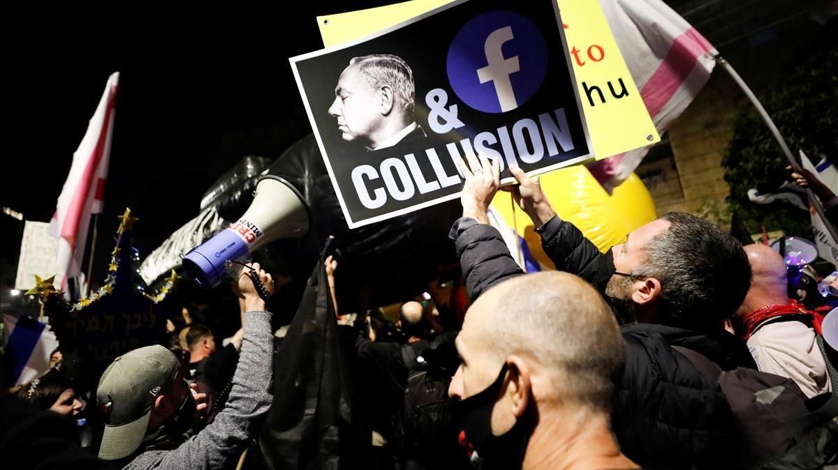 Manifestación contra el primer ministro israelí, Binyamin Netanyahu, en Jerusalén el pasado sábado. Manifestación contra el primer ministro israelí, Binyamin Netanyahu, en Jerusalén el pasado sábado.
