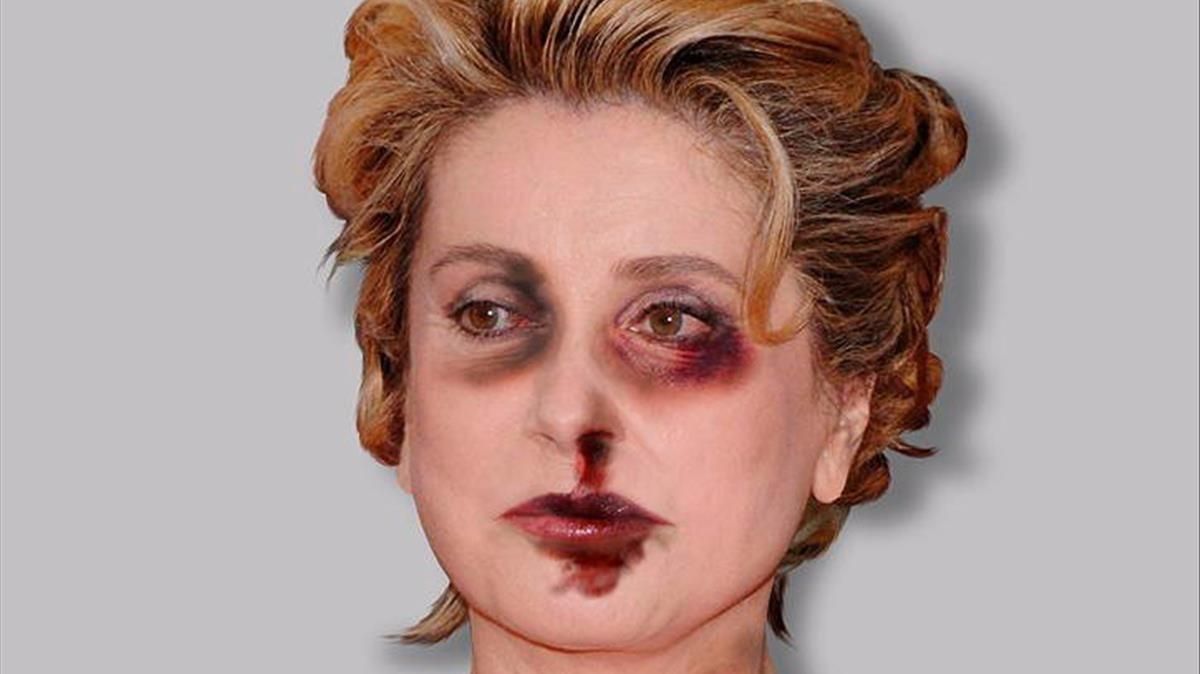 Un artista retrata a Catherine Deneuve herida por la violencia machista Un artista retrata a Catherine Deneuve herida por la violencia machista
