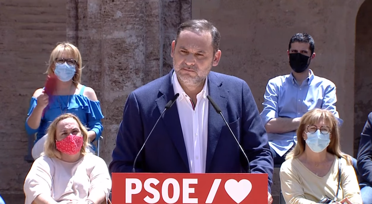 José Luis Ábalos, en un acto del PSPV este domingo en Valencia José Luis Ábalos, en un acto del PSPV este domingo en Valencia