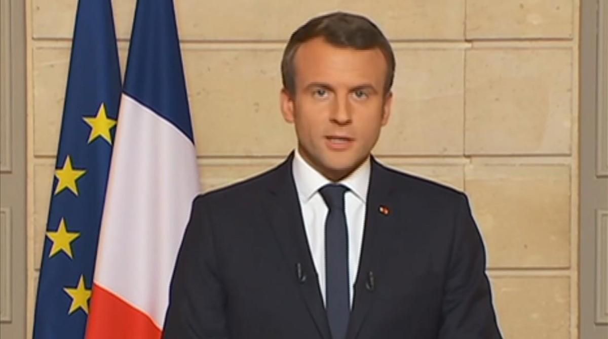 Macron, durante su discurso de este jueves sobre el clima. Macron, durante su discurso de este jueves sobre el clima.