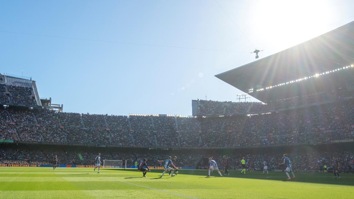 Una imagen del último derbi liguero que verá el Camp Nou en su historia.