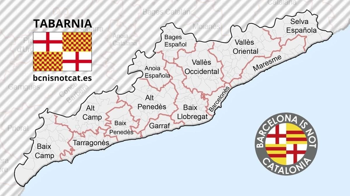 Una imagen del mapa y la bandera de Tabarnia, publicada en su cuenta oficial de Twitter. Una imagen del mapa y la bandera de Tabarnia, publicada en su cuenta oficial de Twitter.
