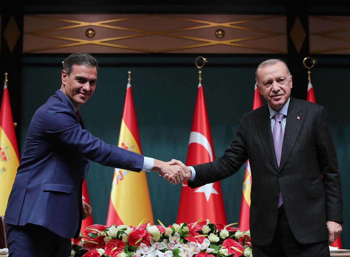 Pedro Sánchez y Recep Tayyip Erdoğan este miércoles. Pedro Sánchez y Recep Tayyip Erdoğan este miércoles.