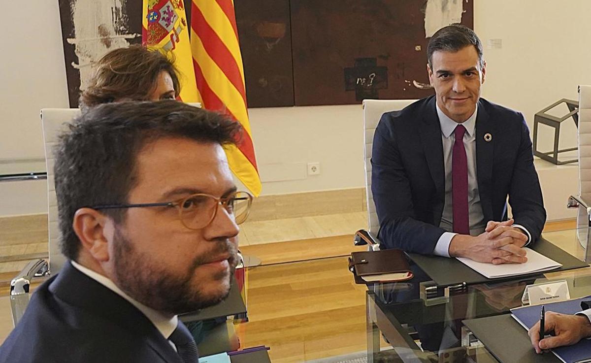 Pere Aragonès y Pedro Sánchez, en un encuentro en febrero del 2020.