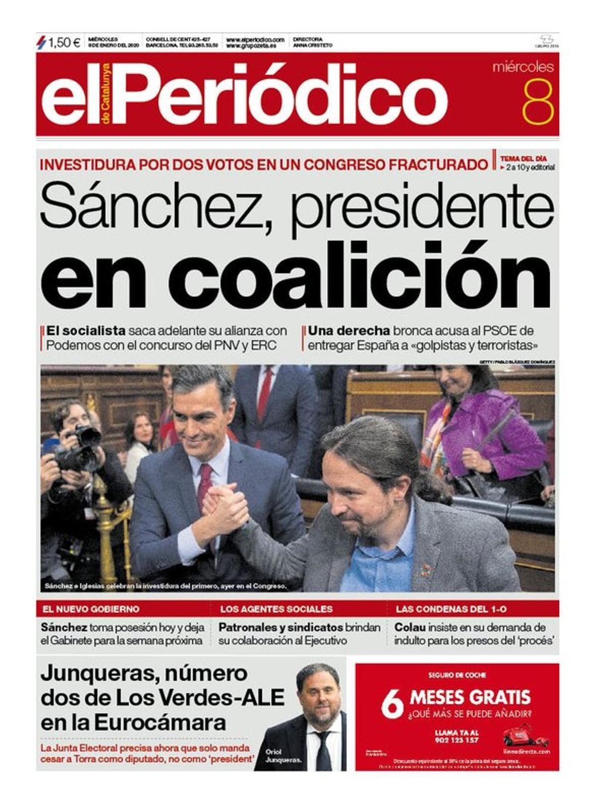 Prensa hoy: Portadas de los periódicos del 8 de enero del 2020