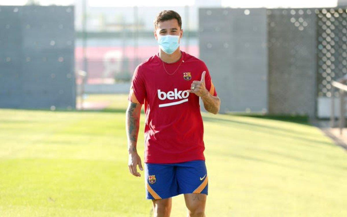 Coutinho, en la ciudad deportiva del Barça, tras unirse a los entrenamientos con Koeman.