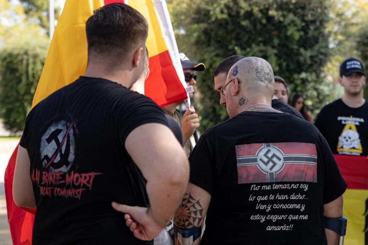 Neonazis en la concentración ultra de Montjuic (Barcelona) el pasado 12 de octubre. Lorena Sopêna Europa Press