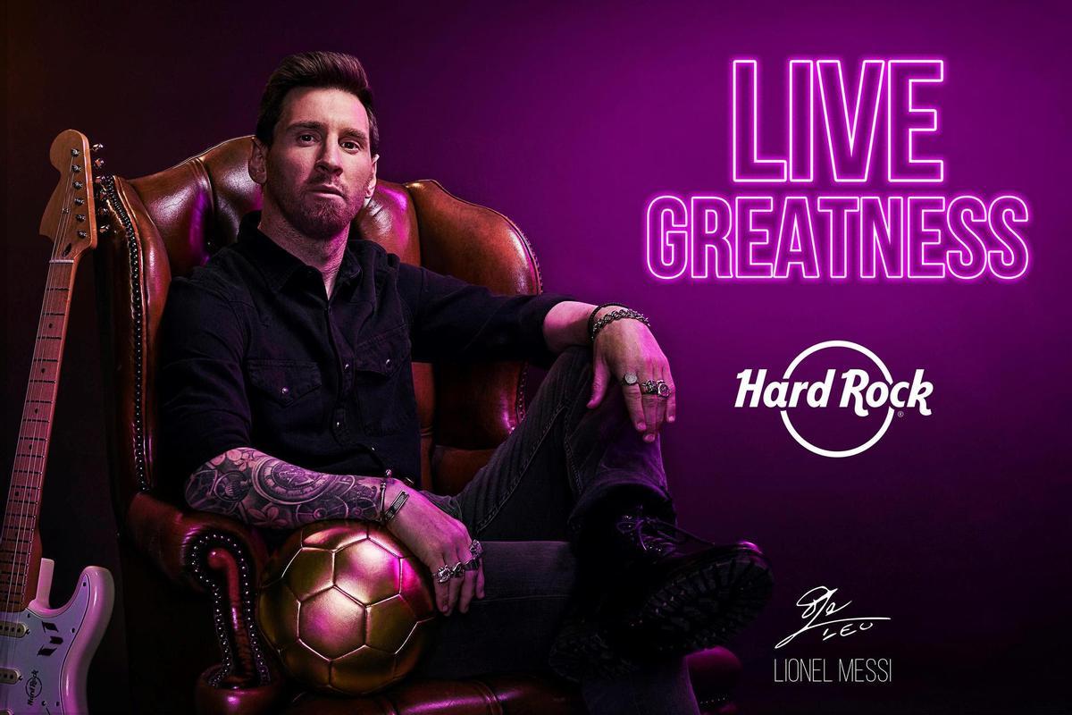 Messi, amb pilota i guitarra, nova imatge de Hard Rock Cafè