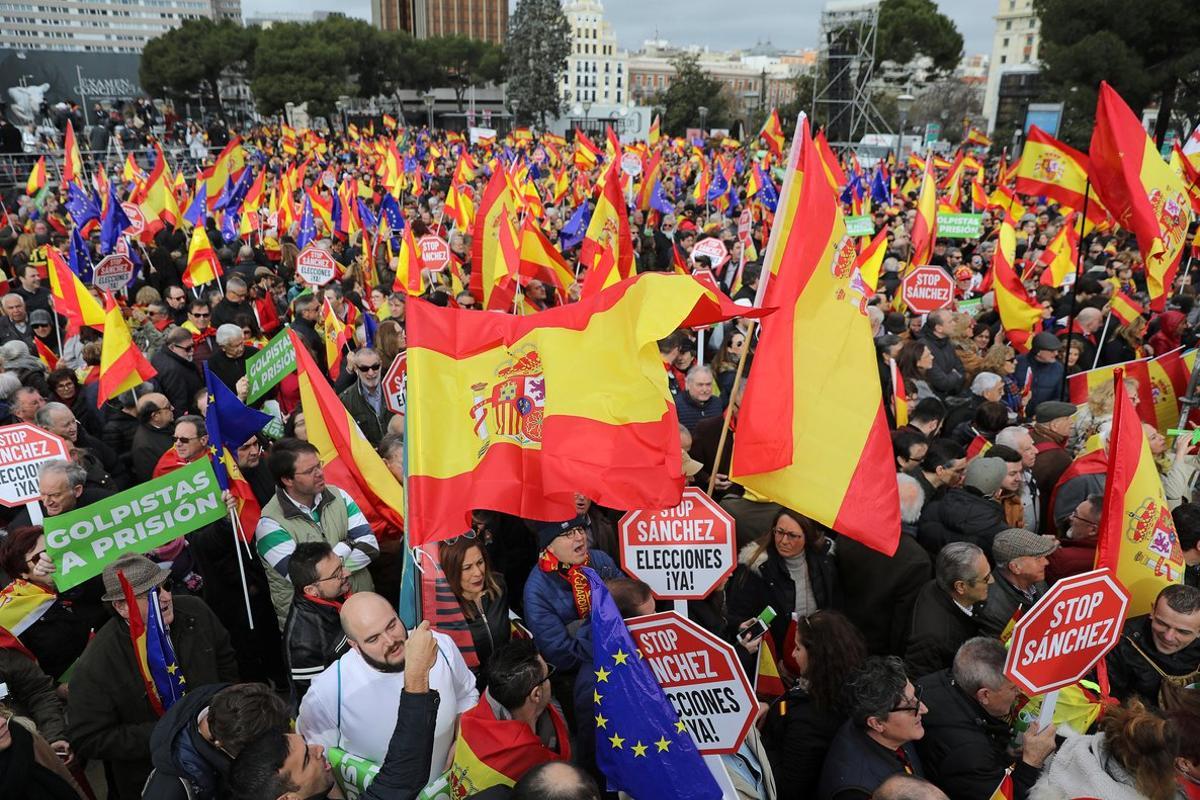 Manifestación de las derechas en la plaza de Colón de Madrid