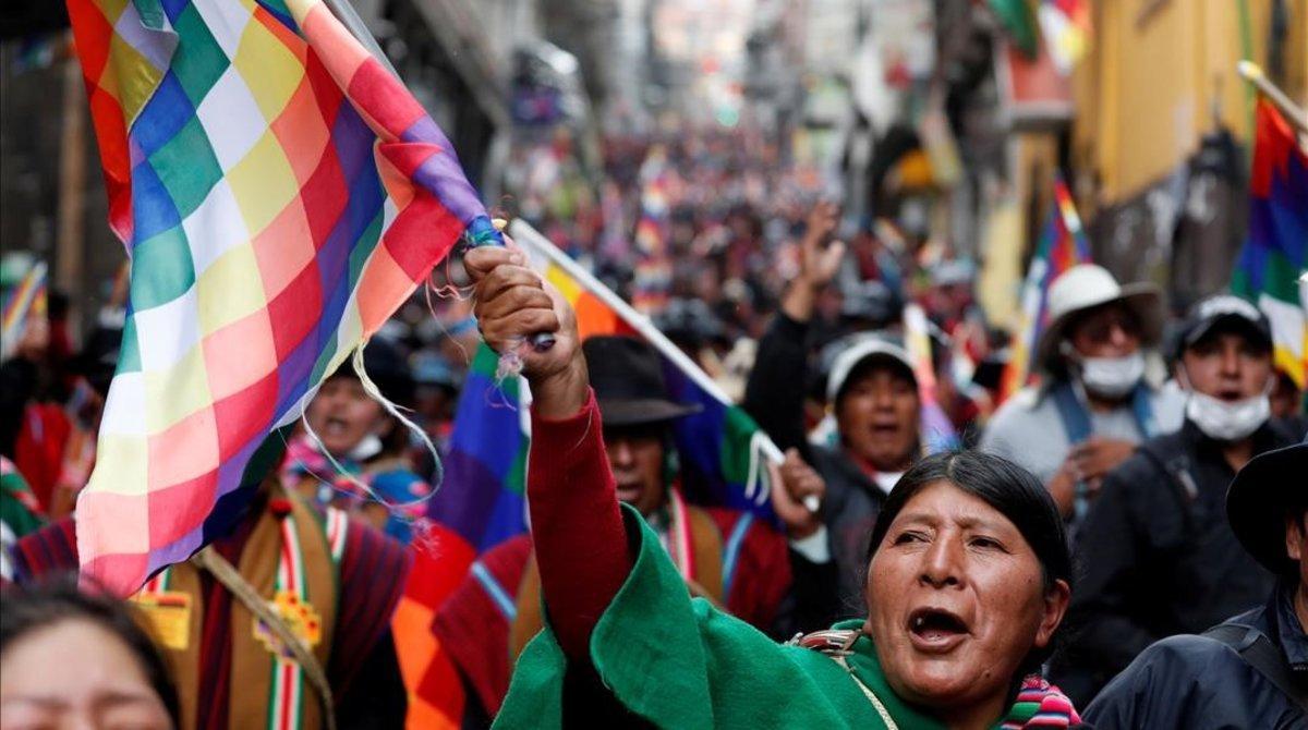 Manifestación en La Paz de partidarios de Evo Morales.