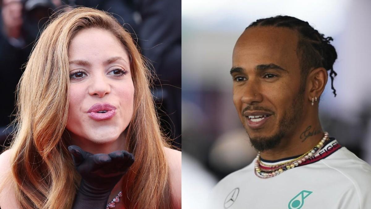 A la izquierda, Shakira y a la derecha, Lewis Hamilton.